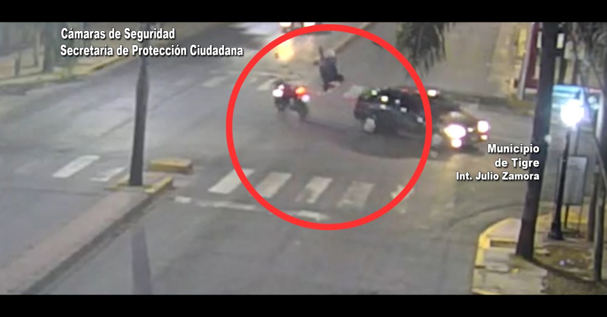Tigre: Impactante accidente entre una moto y un auto en Don Torcuato